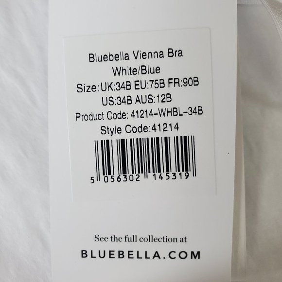 Bluebella Vienna White Blue Lace Floral Embroidery Underwire Bra Style 41214 34B - Picture 6 of 10